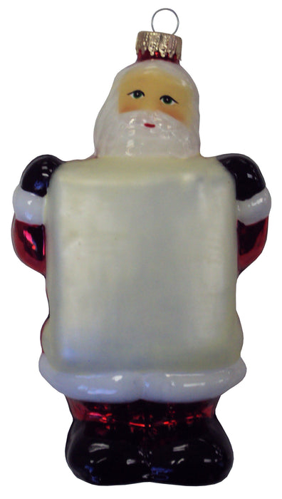 5” Glass Blown Santa w/List Christmas Ornament Type (#SANTA)
