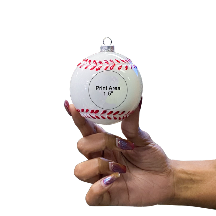 3 1/4” Glass Blown Baseball Ornament (BASEBALL)