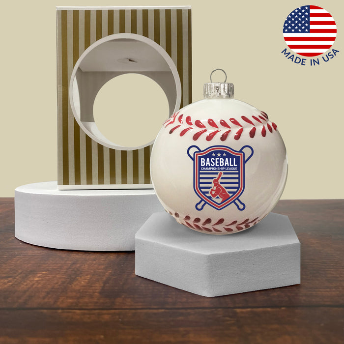 3 1/4” Glass Blown Baseball Ornament (BASEBALL)