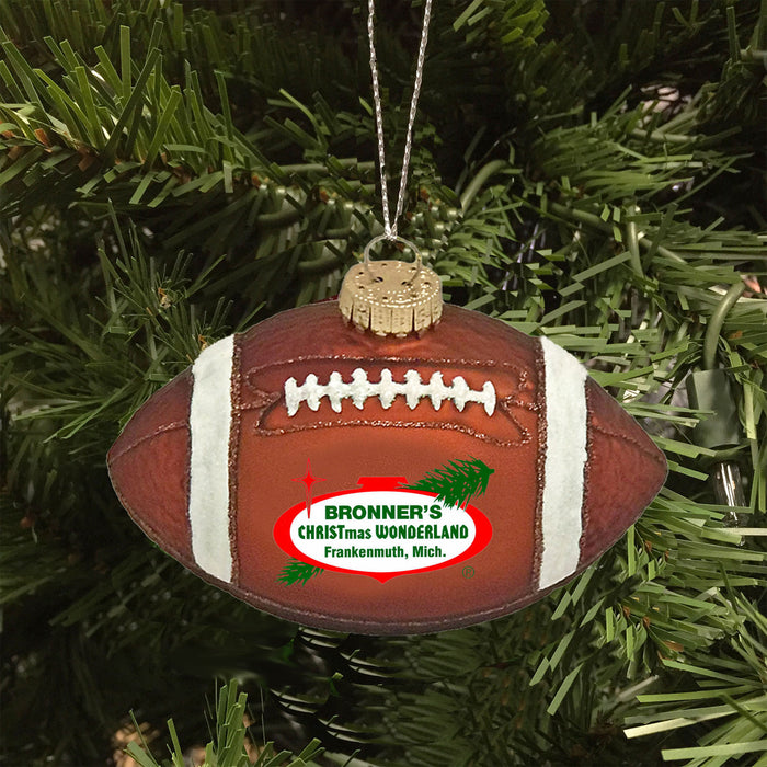 4 1/4” Glass Blown Christmas Football Ornament (#FOOTBALL)
