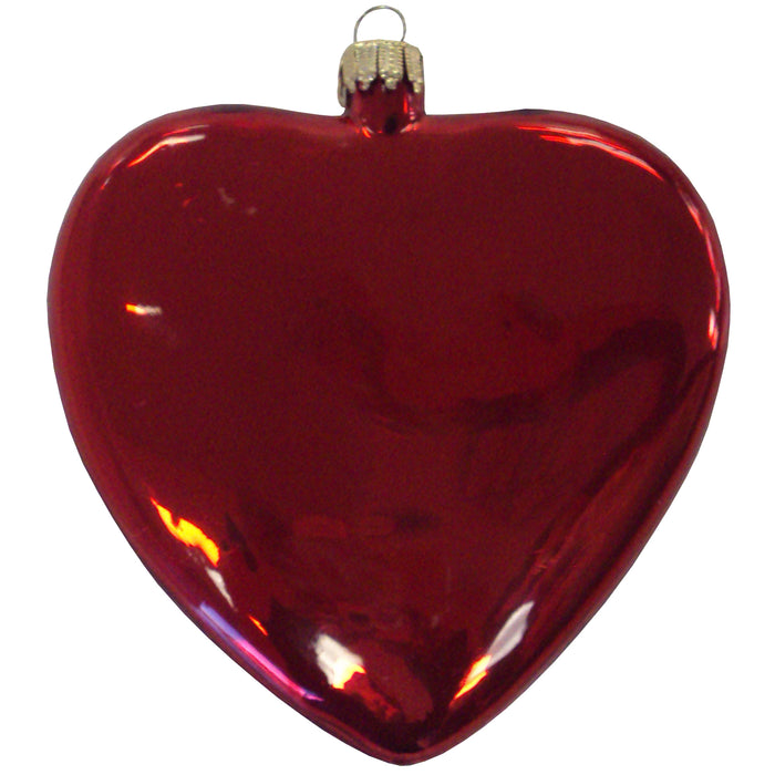 ﻿3 ½” Glass Blown Heart Disc Ornament (#HRT-DSC)