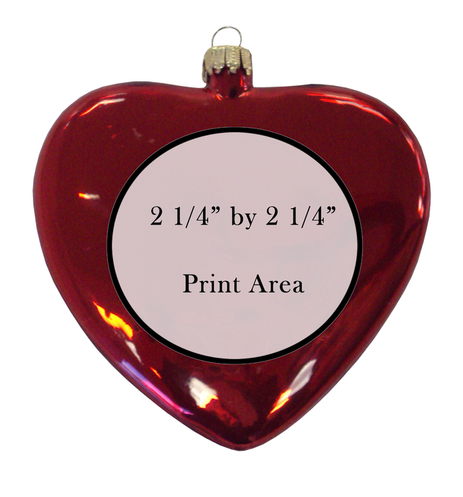 ﻿3 ½” Glass Blown Heart Disc Ornament (#HRT-DSC)