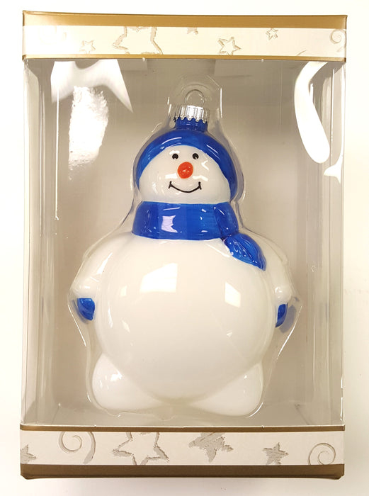 ﻿5” Glass Blown Snowman Christmas Ornament (#SNWMN)