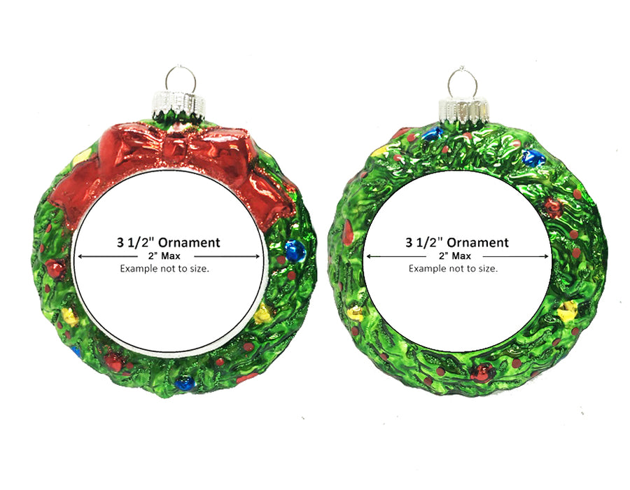3 1/2” Glass Blown Christmas Wreath Ornament  (#WREATH)