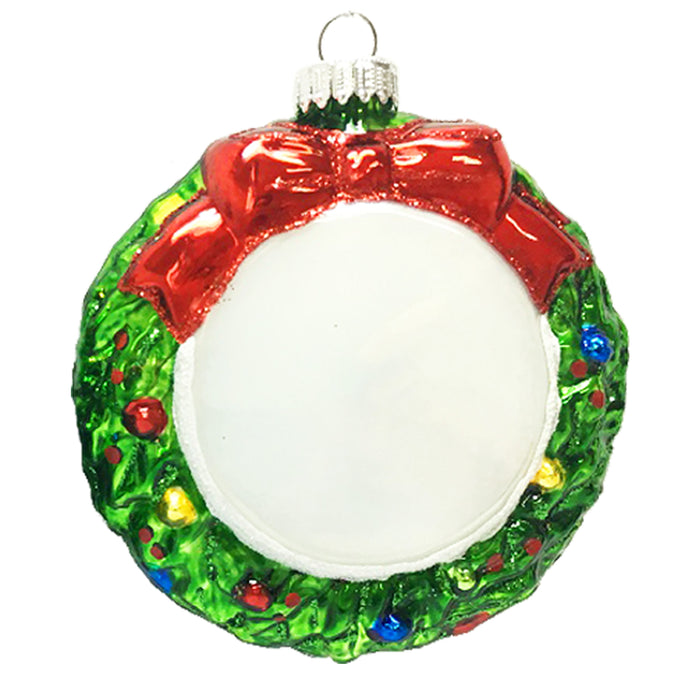 3 1/2” Glass Blown Christmas Wreath Ornament  (#WREATH)