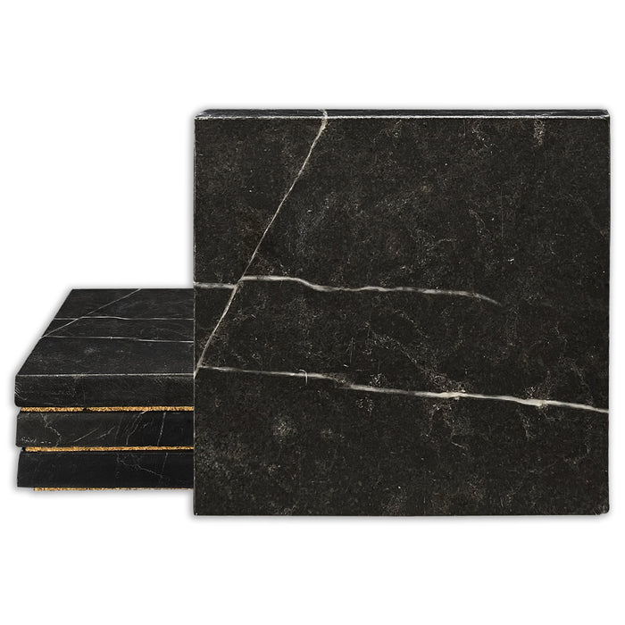 4" Black Marble Stone Coaster (#CSTR-BLMRBL)